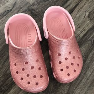 Pink glitter crocs